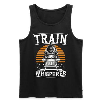 Steam Train Driver Trainspotting - Men's Premium Organic Tank Top - black - Front - AI Model Male 178 light (178cm)