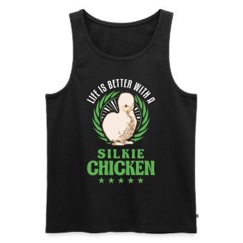 La vie est meilleure avec un Silkie Chicken Seidenhuhn - Débardeur bio Premium Homme - noir - Devant - Michal (187cm)