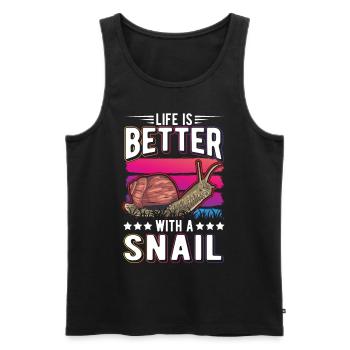 Life is better with a Snail Schnecke - Men's Premium Organic Tank Top - black - Front - Michal (187cm)