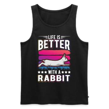 La vie est meilleure avec un lapin Hase Kaninchen - Débardeur bio Premium Homme - noir - Devant - Michal (187cm)
