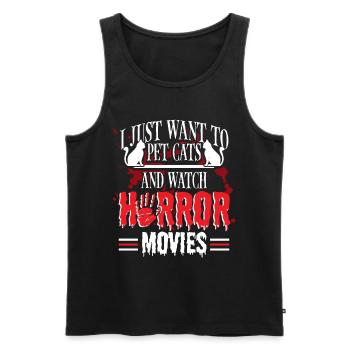 Cult Pet Cats Horrorfilm anschauen - Männer Premium Bio Tank Top - Schwarz - Vorne - AI Model Male 178 light (178cm)