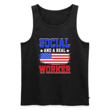 Travailleur social scolaire Travail Personnel de santé - Débardeur bio Premium Homme - noir - Devant - Michal (187cm)
