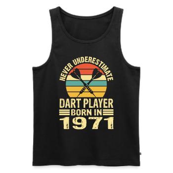 Never Underestimate Dart Player Born In 1971 - Männer Premium Bio Tank Top - Schwarz - Vorne - Michal (187cm)