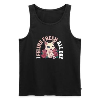 Spring Cat Pet Funny Kitty Feline Strong - Men's Premium Organic Tank Top - black - Front - AI Model Male 178 light (178cm)