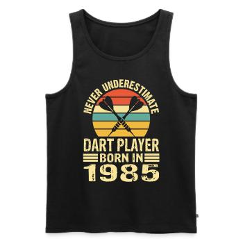 Never Underestimate Dart Player Born In 1985 - Männer Premium Bio Tank Top - Schwarz - Vorne - Michal (187cm)
