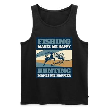 Fishing Fishing Rod Bow Hunting Antlers - Men's Premium Organic Tank Top - black - Front - Michal (187cm)