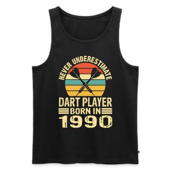 Never Underestimate Dart Player Born In 1990 - Männer Premium Bio Tank Top - Schwarz - Vorne - Michal (187cm)
