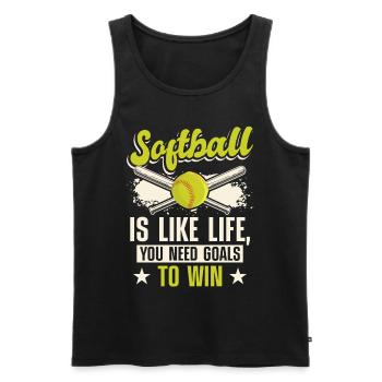 Jeu de balle d’entraîneur de softball - Débardeur bio Premium Homme - noir - Devant - AI Model Male 178 light (178cm)