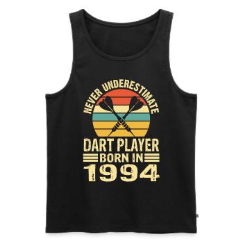 Never Underestimate Dart Player Born In 1994 - Männer Premium Bio Tank Top - Schwarz - Vorne - AI Model Male 178 light (178cm)