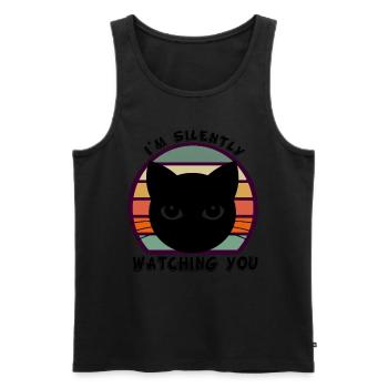 Lustige Katze - Männer Premium Bio Tank Top - Schwarz - Vorne - Michal (187cm)