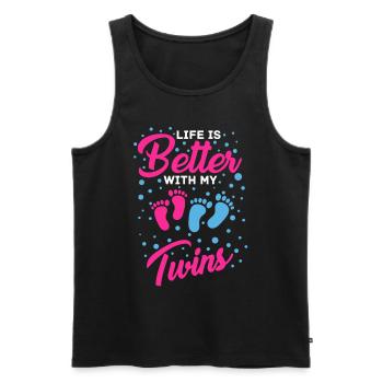 Life Better With Twins Mom - Männer Premium Bio Tank Top - Schwarz - Vorne - Michal (187cm)