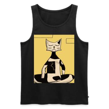 Katzen Portrait Meditierende Katze Kubismus - Männer Premium Bio Tank Top - Schwarz - Vorne - AI Model Male 178 light (178cm)