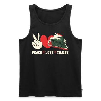 Steam Train Driver Trainspotting - Men's Premium Organic Tank Top - black - Front - AI Model Male 178 light (178cm)
