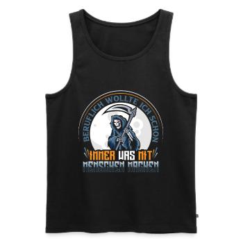 Ich wollte ich schon immer was mit Menschen machen - Männer Premium Bio Tank Top - Schwarz - Vorne - Michal (187cm)