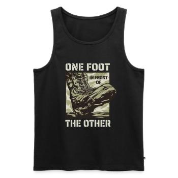 Armee - on foot in front of the other - Men's Premium Organic Tank Top - black - Front - AI Model Male 178 light (178cm)