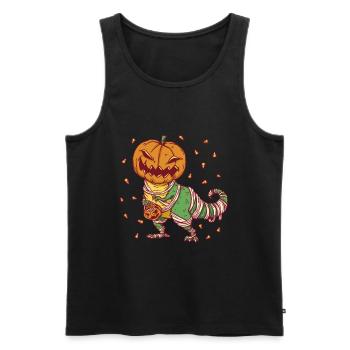 Halloween - Pumpkin Mummy Dinosaur T rex - Débardeur bio Premium Homme - noir - Devant - AI Model Male 178 light (178cm)