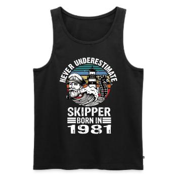 Never Underestimate Skipper né en 1981 - Débardeur bio Premium Homme - noir - Devant - Michal (187cm)
