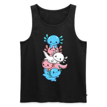 Subtle Transgender Pride Flag Kawaii Axolotl LGBTQ - Men's Premium Organic Tank Top - black - Front - AI Model Male 178 light (178cm)