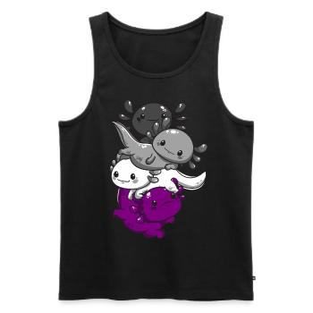 Subtle Asexual Pride Flag Kawaii Axolotl LGBTQ - Männer Premium Bio Tank Top - Schwarz - Vorne - Michal (187cm)