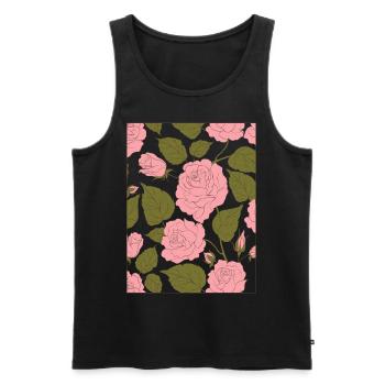 Esthétique Rose Motif Floral Baroque - Débardeur bio Premium Homme - noir - Devant - AI Model Male 178 light (178cm)