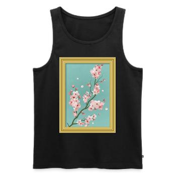Esthétique baroque Fleur de cerisier japonais - Débardeur bio Premium Homme - noir - Devant - AI Model Male 178 light (178cm)