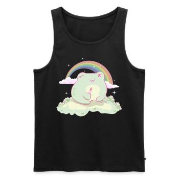 Coquette Esthétique Rose Kawaii Frog Centre-ville - Débardeur bio Premium Homme - noir - Devant - AI Model Male 178 light (178cm)