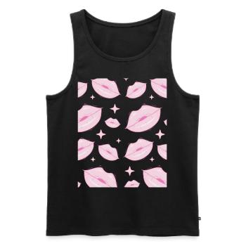 Coquette Esthétique Pink Kisses Rouge à lèvres Centre-ville - Débardeur bio Premium Homme - noir - Devant - AI Model Male 178 light (178cm)