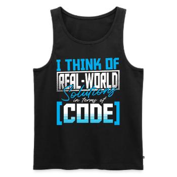 Développeur de logiciels Javascript - Débardeur bio Premium Homme - noir - Devant - AI Model Male 178 light (178cm)