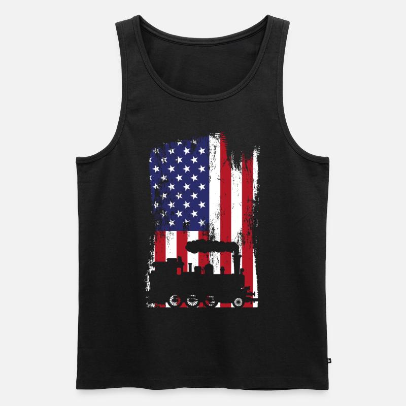 Steam Train Driver Trainspotting - Männer Premium Bio Tank Top - Schwarz