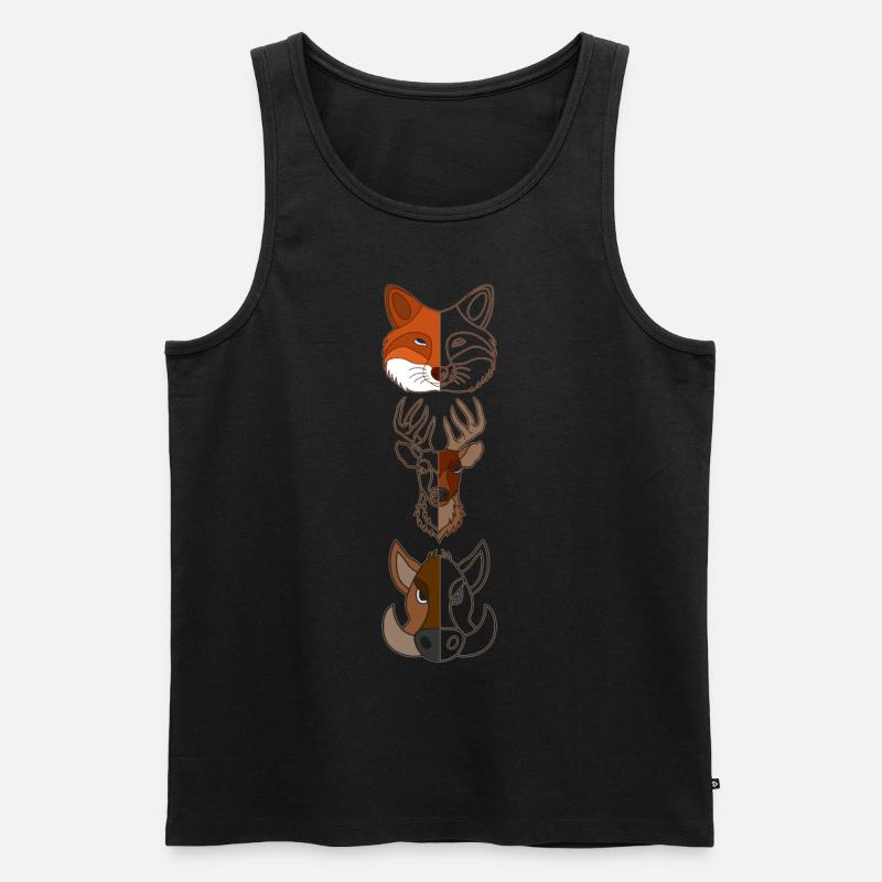 Fuchs Hirsch Wildschein Waldtier Design - Männer Premium Bio Tank Top - Schwarz