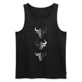 3 Rinder Tierkopf Motiv Aufdruck - Männer Premium Bio Tank Top - Schwarz - Vorne - Michal (187cm)