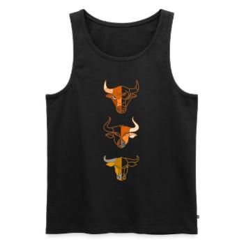 3 Rinder Tierkopf Motiv Aufdruck - Männer Premium Bio Tank Top - Schwarz - Vorne - AI Model Male 178 light (178cm)