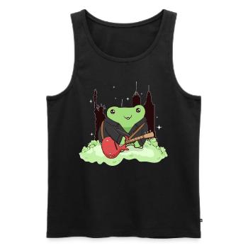 Downtown Girl Aesthetic Kawaii Frog Coquette - Men's Premium Organic Tank Top - black - Front - Michal (187cm)