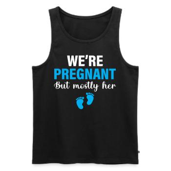 First Time Dad - We Are Pregnant But Mostly Her - Männer Premium Bio Tank Top - Schwarz - Vorne - Michal (187cm)