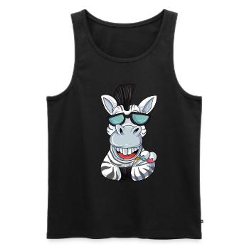 Zebra mit Sonnenbrille - Männer Premium Bio Tank Top - Schwarz - Vorne - Michal (187cm)