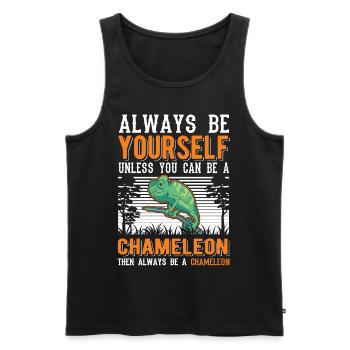 Chameleon Gift Chameleon - Men's Premium Organic Tank Top - black - Front - Michal (187cm)