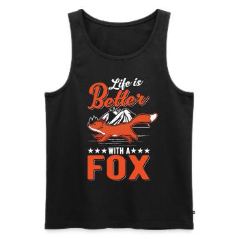 La vie est meilleure avec un Fox Rotfuchs Fuchs - Débardeur bio Premium Homme - noir - Devant - AI Model Male 178 light (178cm)