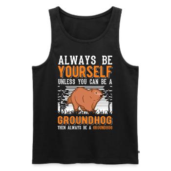 Murmeltier Groundhog Marmot Waldmurmeltier - Männer Premium Bio Tank Top - Schwarz - Vorne - Michal (187cm)