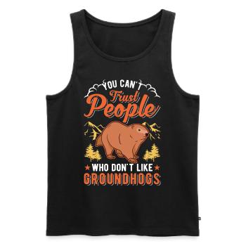 Murmeltier Groundhog Marmot Waldmurmeltier - Männer Premium Bio Tank Top - Schwarz - Vorne - Michal (187cm)
