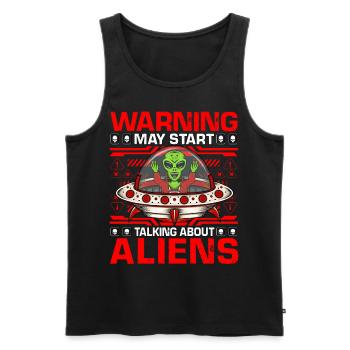 Warning may start talking about Aliens - Männer Premium Bio Tank Top - Schwarz - Vorne - AI Model Male 178 light (178cm)