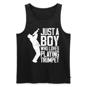 Trumpet Player Vintage Just A Boy - Männer Premium Bio Tank Top - Schwarz - Vorne - Michal (187cm)