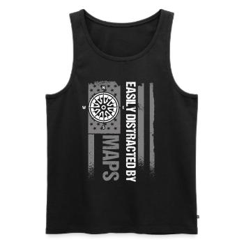 Cartographer Patriotic US Flag - Men's Premium Organic Tank Top - black - Front - Michal (187cm)