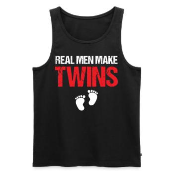 First Time Dad - Real Men Make Twins - Men's Premium Organic Tank Top - black - Front - AI Model Male 178 light (178cm)