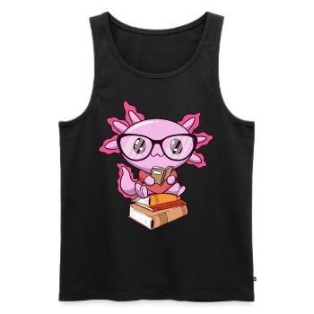Downtown Girl Aesthetic Kawaii Axolotl Bookworm - Débardeur bio Premium Homme - noir - Devant - AI Model Male 178 light (178cm)