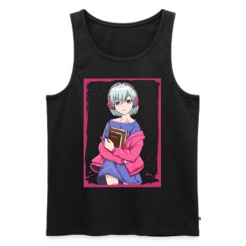 Downtown Girl Esthétique Anime Fille Coquette - Débardeur bio Premium Homme - noir - Devant - AI Model Male 178 light (178cm)