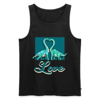 Love Brachiosaurus Dinosaurier Herz Paar Liebe - Männer Premium Bio Tank Top - Schwarz - Vorne - Michal (187cm)