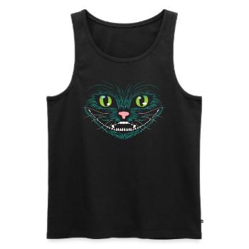 Grin Cat - Men's Premium Organic Tank Top - black - Front - AI Model Male 178 light (178cm)