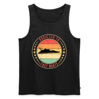 Drag Boat Racer accro aux bateaux rapides - Débardeur bio Premium Homme - noir - Devant - Michal (187cm)