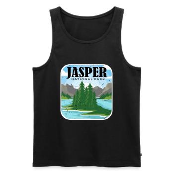 Parc national de l’Alberta, Jasper Canada, Souvenir Campi - Débardeur bio Premium Homme - noir - Devant - AI Model Male 178 light (178cm)