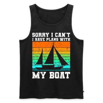 J’ai des plans avec mon bateau bateau - Débardeur bio Premium Homme - noir - Devant - Michal (187cm)